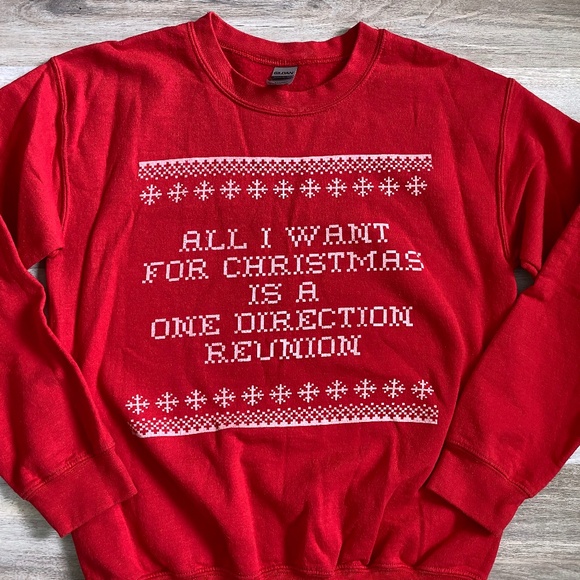 One Direction All I Want For Christmas Is 1D Reunion Ugly Sweater sweatshirt S M - Picture 1 of 3